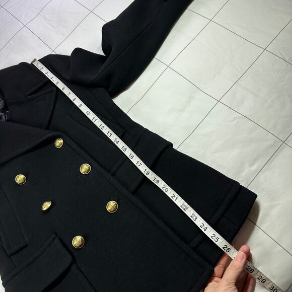 JCrew Coat Womens 4 Black Majesty Stadium Cloth Pea Nautical Preppy Classic Wool - Picture 9 of 10